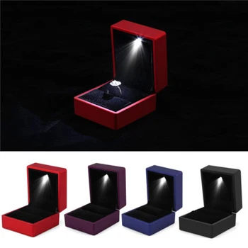 Kūrybos Elegantiškas LED Apšviestas Žiedas Laikymo Dėžutė Papuošalų Ekranas Vitrina Dovanų Pakavimo Atveju Vestuvių Žiedas, Pakabukas Užsakymą Papuošalų Dėžutė