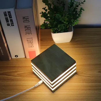 Kūrybos medžio masyvo LED Nakties Šviesos nauja keista, medinių stalo lempos aikštėje USB įkrovimą, miegamojo, naktiniai staleliai, lempa