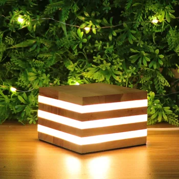 Kūrybos medžio masyvo LED Nakties Šviesos nauja keista, medinių stalo lempos aikštėje USB įkrovimą, miegamojo, naktiniai staleliai, lempa