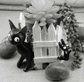 Kūrybos Mini Juoda Katė, Sultingas Žalia Gėlių Puodą Micro Kraštovaizdžio Vazoninių Office Home Sodo Pasakos Stebuklų Apdaila