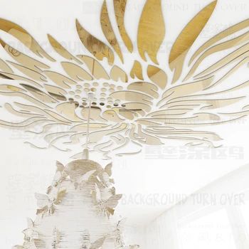 Kūrybos romantiška saulėgrąžų akrilo veidrodis lipdukas didelis gėlių sienos lipdukai miegamojo kambarį vestuvių dekoravimas R079