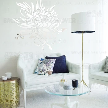 Kūrybos romantiška saulėgrąžų akrilo veidrodis lipdukas didelis gėlių sienos lipdukai miegamojo kambarį vestuvių dekoravimas R079