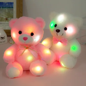Kūrybos Šviesą LED Indukcinis Meškiukas Iškamšos Pliušinis Žaislas Spalvinga Žėrintis Meškiukas Graži Dovana Mergina.