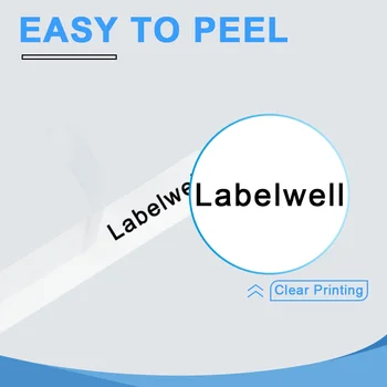 Labelwell 10vnt 12mm Black on White SS12KW etiketės juostos suderinama Epson LW-300 LW-400 LW-600P LW-700 LW-700P etikečių spausdintuvas