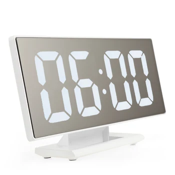 Laikrodis-žadintuvas Su Didelis LED Ekranas Skaitmeninis Veidrodžio Paviršiaus USB Įkrovimo lizdas, Miegamojo Atidėjimo Skaitmeninis Laikrodis, Namų Puošybai