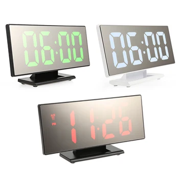Laikrodis-žadintuvas Su Didelis LED Ekranas Skaitmeninis Veidrodžio Paviršiaus USB Įkrovimo lizdas, Miegamojo Atidėjimo Skaitmeninis Laikrodis, Namų Puošybai