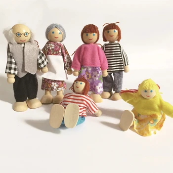 Laiminga Lėlių Šeima Lėlės Mažų Medinių Žaislų Rinkinys Duomenys Apsirengę Personažai Vaikų Vaikai Žaidžia Lėlės Dovana Vaikams Apsimesti, Žaislai