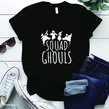 Laimingas Halloween BŪRYS GHOULS Spausdinimo Juokinga Grafinis T Marškinėliai Moterims Harajuku Atostogų Moteris Tshirts Y2k Viršūnes Mujer Camisetas