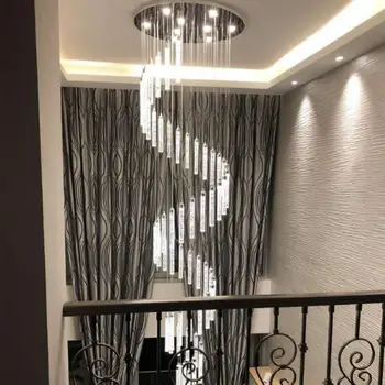 Laiptai, Prabangūs krištolo Sietynas, Apšvietimo pakabukas šviestuvas LED burbulas kristalų kabo lempa viešbutis dekoro Spiralės led Šviestuvai
