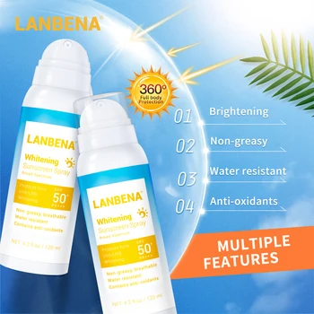 LANBENA Nepraleidžia SPF 50PA+++ Balinimo Purškalas nuo Saulės Nepraleidžia Kvėpuojantis Veiksmingai Nuo Radiacijos Atsparus Vandeniui