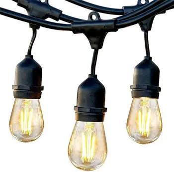 Lauko Gatvės Girliandas S14 String Žibintai 15M LED Šviesą Edisonas, Kaitinamosios Lemputės, Apsauganti Atostogų Komercinės Klasės Styginių Žibintai