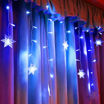 Lauko Kalėdų Snaigės LED String Žibintai, Mirksintis Šviesos Užuolaidos, Šviesos, atsparus Vandeniui Atostogų Šalis Keičiamas Banga Pasakų Šviesos