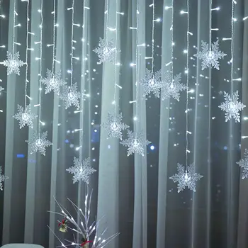 Lauko Kalėdų Snaigės LED String Žibintai, Mirksintis Šviesos Užuolaidos, Šviesos, atsparus Vandeniui Atostogų Šalis Keičiamas Banga Pasakų Šviesos