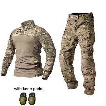Lauko Karinę Uniformą Taktinis Kovoti Marškinėliai JAV Armijos Drabužių Tatico Viršūnes Airsoft Multicam Kamufliažas Medžioklės Kelnes antkelius