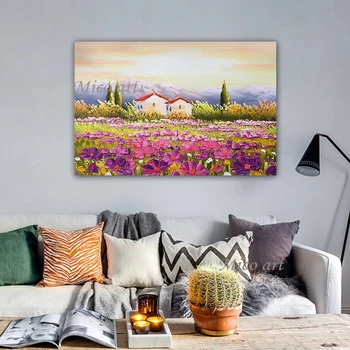 Lauko Lavenders Gėlių Kraštovaizdžio Aliejaus Tapybai Rankomis dažyti Sienų Dekoras Drobė Nuotraukas, Meno Neįrėminti Paveikslai, Meno kūrinius