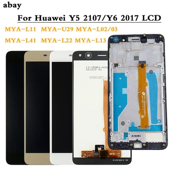 LCD Ekrano ir Huawei Nova Jaunų 4G LTE / Y6 2017 / Y5 2017 MYA-L11 L41 U29 MYA L22 L41 LCD Ekranas Jutiklinis Ekranas Rėmo Pakeisti