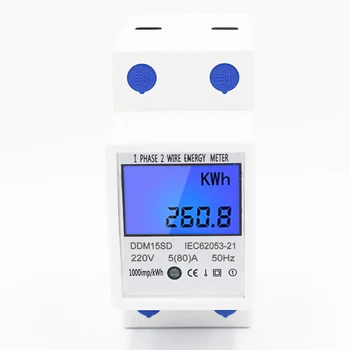 LCD Skaitmeninis vienfaziai Vatų Energijos KWh Metro Rail Mount Multi-Funkcija Wattmeter JDH99