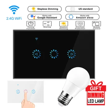 Led Dimmer, 220V/110V Ewelink App Wifi stiprumą Smart Touch šviesos jungiklio Lemputė šviesos Reguliatorius darbui Su 