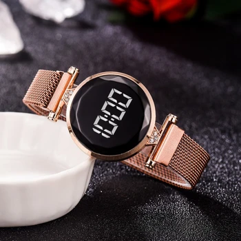 LED Ekranas Moterys, Žiūrėti Magnetiniai Elektroninių Mados Plieno 2020 Dizaineris Ištikimas Prabangos Lady Dovana Reloj Mujer Prekės ženklo Magneto Apyrankė