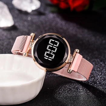 LED Ekranas Moterys, Žiūrėti Magnetiniai Elektroninių Mados Plieno 2020 Dizaineris Ištikimas Prabangos Lady Dovana Reloj Mujer Prekės ženklo Magneto Apyrankė