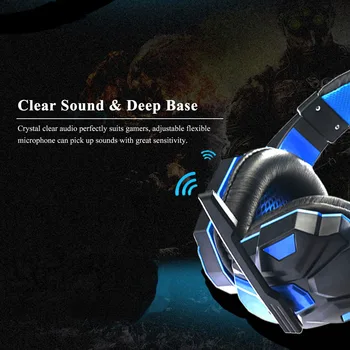 LED Gaming Headset ausinės KOMPIUTERIO Ausinių su Mikrofonu ir su USB garso Valdymo laidinis ausinių 3,5 mm žaidimų ausinės