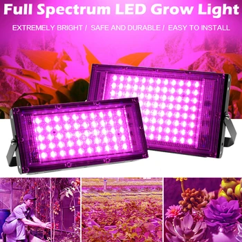 LED Grow Light AC220V 50W 100W LED Full spectrum Fito Lempos Reflektorius Dėmesio Šiltnamio efektą sukeliančių Hydroponic Augalų Augimo Apšvietimas
