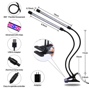 LED Grow Light USB Fito Lempos Visą Spektrą 5V USB su Laikmačiu Darbalaukio Įrašą Patalpų Fitolamp Augti Lauke Kontrolės Augalai, Sodinukai