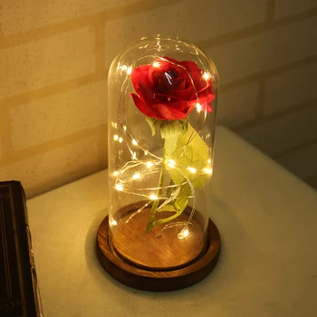 LED Grožio Rožių ir Žvėris Baterija Raudona Gėlė, Styginių Šviesos Stalo Lempos Romantiška Valentino Dienos, Gimtadienio dieną, Motinos Dieną 2020 m.