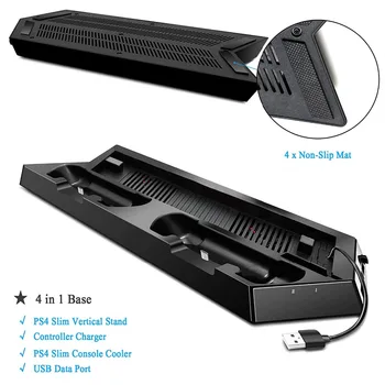LED Indikatorius Vertikalus Stovas PS4 Slim Stotis Dualshock 4 Įkrovimo Dokas Aušinimo Ventiliatoriai 2 USB jungtys