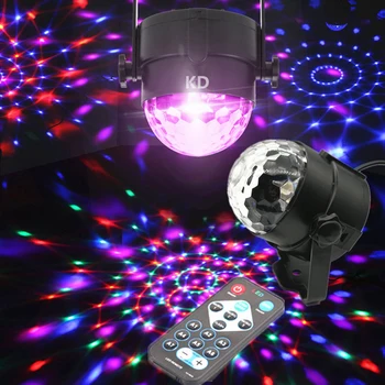 LED Kristalų Magija Kamuolys Sukasi Žibintai Mini RGB Garso Aktyvuotas Disco Šviesos Muzika Kalėdų KTV Šalis ES/JAV 100-240V
