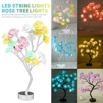 Led Lempos, Rožė, Medis, Gėlių Formos Lempa Holesale Rose Miegamasis Dovana USB Įkrovimo Naktį Stalo Lempa Dekoratyvinė Lempa Led String Lig