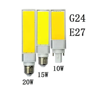 LED Lemputės 10W 15W 20W E27 G24 Kukurūzų Lempos COB SMD Balta Šiltai Balta Dėmesio 180 Laipsnių AC110V 220V Horizontalus Plug Šviesos Lampada