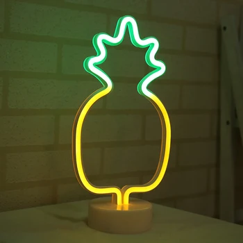 LED Neon Naktį Šviesos Ananasų Kaktusas Formą Su dangčiu Baterija Stalo Lempa, Vaikų Kambario Sienos Kabo Dekoro 35