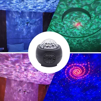 LED Projektorius Star Naktį Šviesos Galaxy Žvaigždėtą Naktį Lempos Vandenyno Bangos Projektorius Su Muzika 