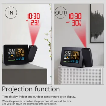 LED Signalo Projekcija Laikrodis Termometras su Drėgmėmačiu Belaidė Oro Stotis Skaitmeninis Žiūrėti Atidėti Rašomojo Stalo Projektas, Radijo Laikrodis#9