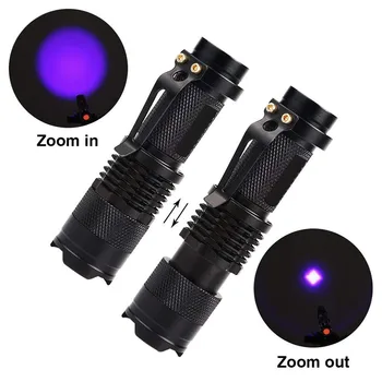 LED UV Žibintuvėlis UV žibinto šviesa Violetlight LED Žibintuvėlis Šviesos Mini Zoomable ultravioletinės Šviesos Lempos iki 14500 / AA Baterijos