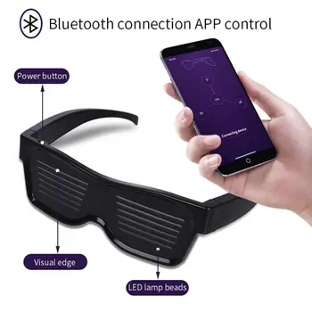 Led Šalies Taurės App Kontrolės Bluetooth Individualų Kalbų Mirksi USB Įkrovimo Šviesos Akiniai Kalėdinis Koncertas Šviesos Žaislas