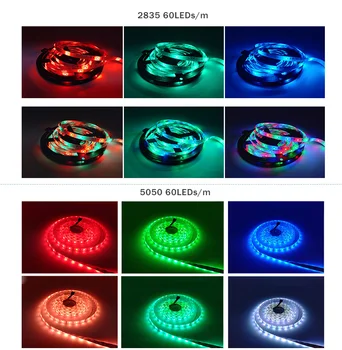 LED Šviesos Juostelės 5M 10M, 15M Vandeniui RGB5050 2835 Juostelės DC12V 5M 60LEDs RGBW Balta Šiltai Balta Raudona Žalia Mėlyna RGBWW Apdaila