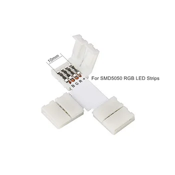 LED Šviesos Juostelės Jungtis 5-Pack 4Pin RGB T-Formos 10mm Jungtis SMD5050 LED Juostelės 