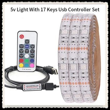 LED Šviesos RGB5050 Lanksčios Juostelės Žibintai, šviesos srautą galima reguliuoti USB Vandeniui IP20 Šviesos Ruože IP65 5V LED Juostelės Balta/Šiltai