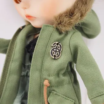 LEDINIS DBS Blyth lėlės bendras Lėlės Žaliosios armijos striukė, džinsai, šortai juoda nėrinių liemenėlė