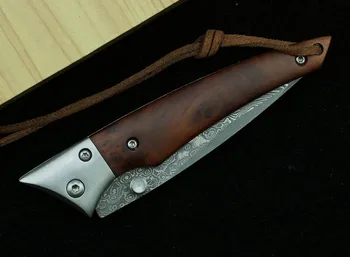 LEMIFSHE sulankstomas peilis VG10 Damasko plieno peilis + raudonojo sandalmedžio rankena lauko kempingas išgyvenimo virtuvės vaisių EDC peilis įrankis