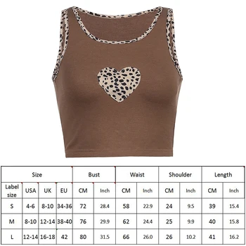 Leopard Širdies Print Tank Top Moterų Berankovis Ruda Cyber Y2k Pasėlių Viršuje Atsitiktinis Vasaros Indie Estetika Vest 2021 Streetwear Moterims