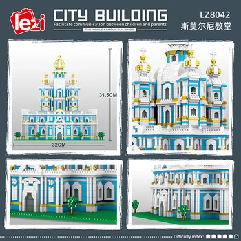Lezi 8042 Pasaulio Architektūros Smolny Vienuolyno Bažnyčia 3D Modelį 