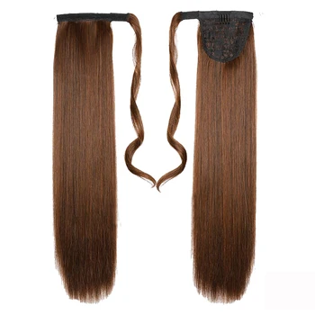 LH Ilgas, Šilkinis Tiesiai Sintetinių Raišteliu plaukai surišti į uodegą Hairpieces Moterų Įrašą Plaukų Uodega Netikrus Plaukus 60-80cm Plaukų priauginimas