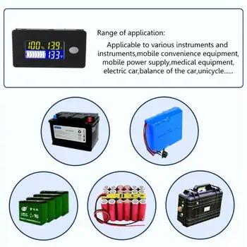 Li-ion Lifepo4 Švino rūgšties Baterijos Talpos Indikatorius 12V 24V 36V 48V 60V 72 Ekranas LCD Voltmeter Temperatūros Matuoklis Testeris JS-C35