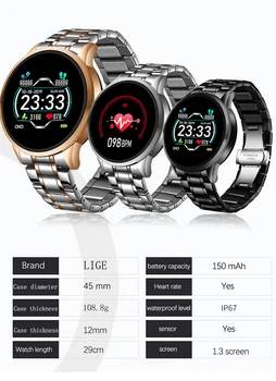 LIGE 2020 Naujų Plieno Juosta Smart Watch Vyrų Širdies ritmas, Kraujo Spaudimą, Stebėti Sporto Pedometer Smartwatch Moterų Fitneso tracker+Box
