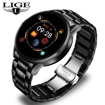 LIGE 2020 Naujų Plieno Juosta Smart Watch Vyrų Širdies ritmas, Kraujo Spaudimą, Stebėti Sporto Pedometer Smartwatch Moterų Fitneso tracker+Box