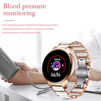 LIGE Luxury Smart Watch Moterų Vandeniui Sporto Fitness Tracker Keramikos Dirželis Smart Watch Vyrai 