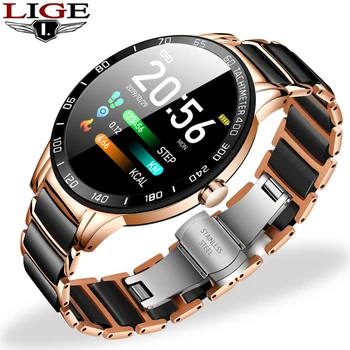 LIGE Reloj Inteligente Vyrų Smart Watch Širdies ritmas, Kraujo Spaudimas Fitness Tracker Keramikos Dirželis Sporto Žiūrėti Vandeniui Smartwatch
